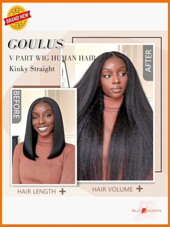 Kinky Straight V Part Wig Human Hair 28 Inch Glueless U Part Wig For Women With